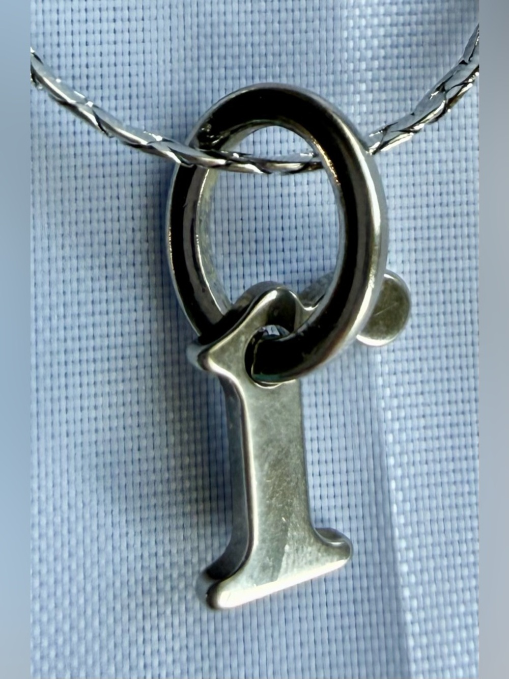 Authentic Dior Repurposed I Necklace Minimal Silver Initial Pendant OOAK